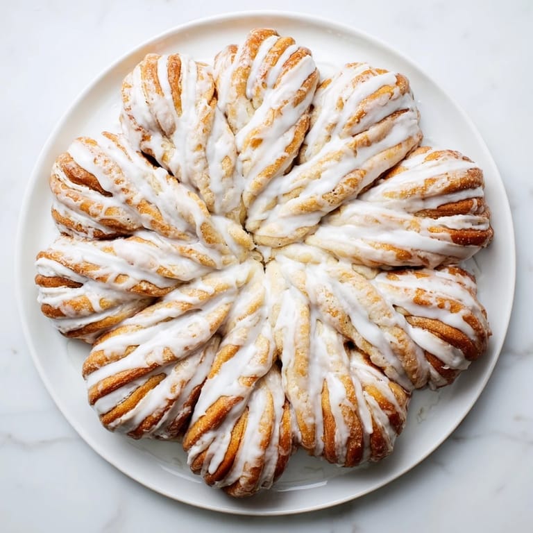 Warm, cinnamon-filled Giant Snowflake Sweet Rolls arranged perfectly on a holiday breakfast table.