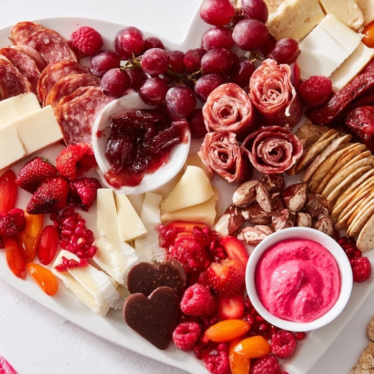 Valentine's Day Heart of Romance Board, a vivid array of colors, perfect for a romantic appetizer.