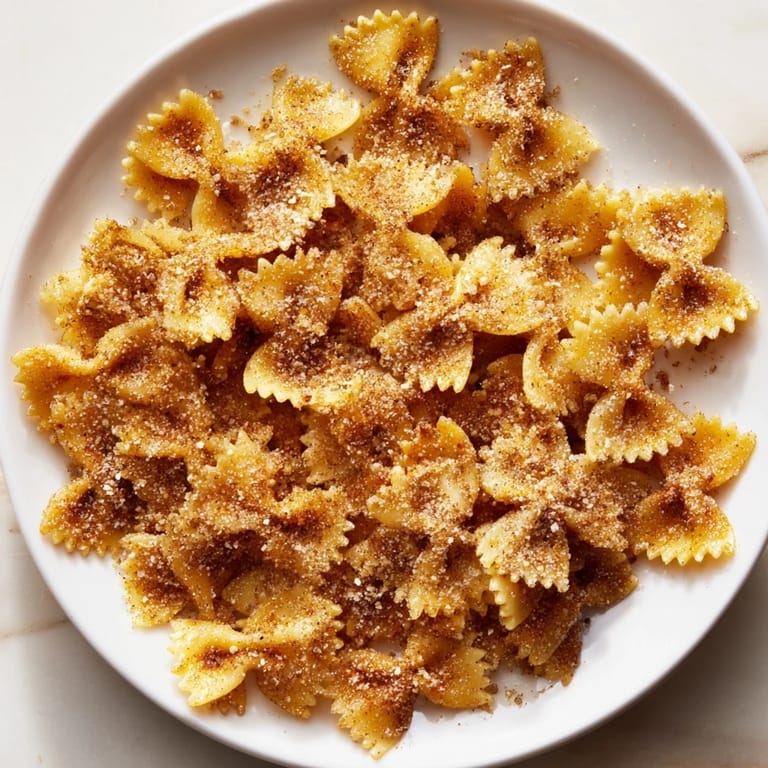 Close-up of freshly air-fried pasta Christmas Crack, a delightful, shareable treat for any gathering.