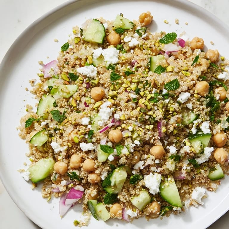 Mediterranean-inspired Jennifer Aniston Salad, offering a vibrant combination of textures and a refreshing, light meal.
