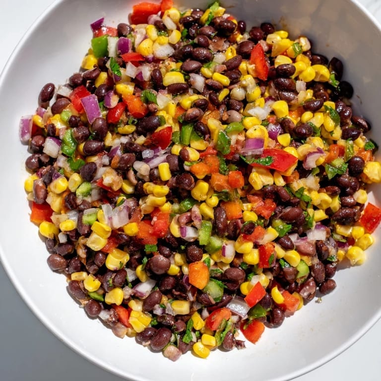 Vibrant Cowboy Caviar Salad, featuring bell peppers and a zesty lime dressing, ready to enjoy.