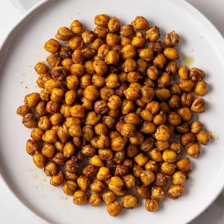 Spiced Crispy Chickpea Snacks in a rustic bowl, garnished with fresh parsley, perfect for dipping or salad toppings.