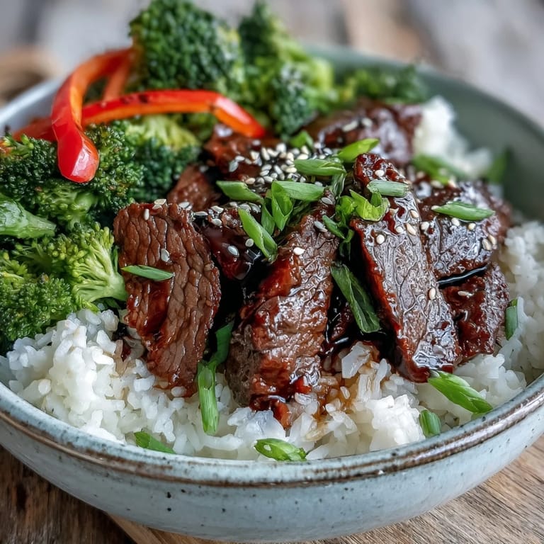 Easy homemade teriyaki beef bowl garnished with sesame seeds and scallions, perfect for a quick weeknight dinner.