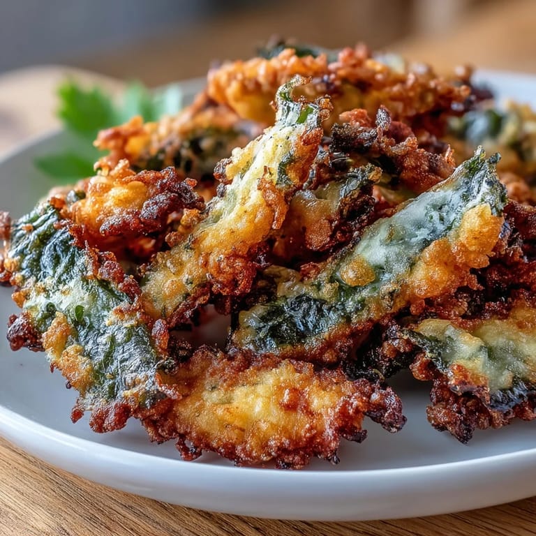 Golden-brown seaweed tempura pieces, delicate and airy, perfect for enjoying with a tangy soy-mirin dipping sauce.