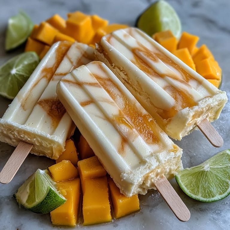 Vibrant mango purée and tangy Greek yogurt blend into colorful swirls in these easy frozen yogurt pops.