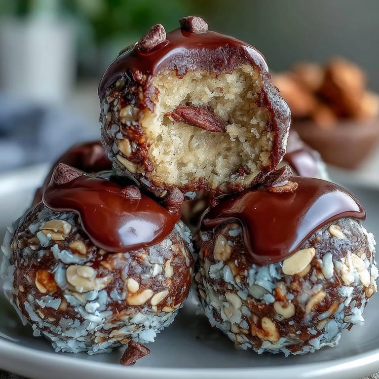 Homemade Peanut Butter Energy Balls with Dark Chocolate Chips - a quick, vegetarian snack made with wholesome ingredients and sweet chocolate morsels.