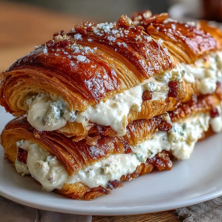 Rich breakfast casserole of croissants, vanilla custard, and mixed berries, perfect for brunch.  