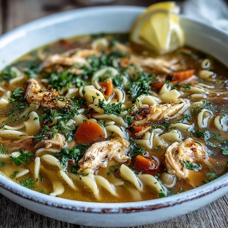 Comforting Chicken Run One-Pot Chicken Noodle Soup with chicken, carrots, celery, and noodles in a warm, nourishing one-pot meal.