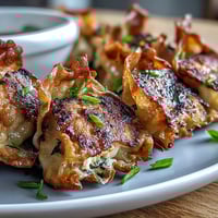 Crispy golden rice paper dumplings filled with savory tofu and vegetables, perfect for vegan appetizers or snacks.  