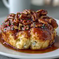 Fluffy candied yams soufflé with a golden pecan topping, perfect for Thanksgiving dinner.  
