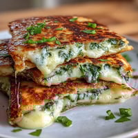 Shamrock-shaped spinach quesadillas with melted cheddar, perfect for festive St. Patrick's Day snacking.
