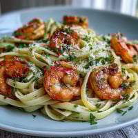 Zesty lemon garlic shrimp pasta with tender pasta and juicy shrimp in a light, aromatic sauce.