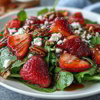 Spring Dinner Party Strawberry Arugula Salad with Balsamic Glaze