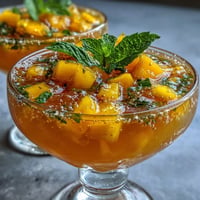 Vibrant tropical punch with mango, pineapple, and sparkling lemonade in a large glass bowl, garnished with fresh fruit slices and mint leaves.